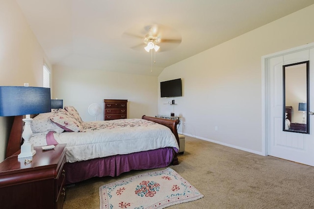 115 San Bernard Trl, Hutto, TX 78634 - carpeted bedroom with vaulted ceiling and a ceiling fan