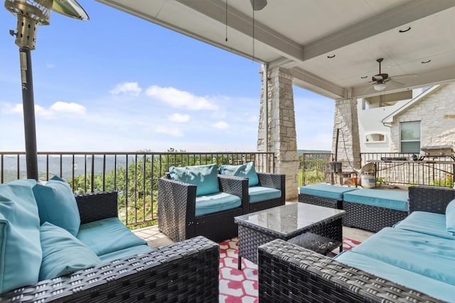 5724 Brittlyns Ct, Austin, TX 78730 - view of patio / terrace featuring an outdoor living space and ceiling fan
