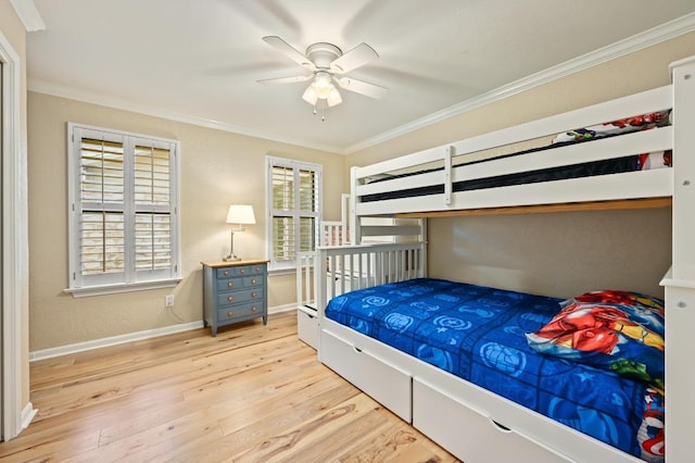 11001 Spicewood Club Dr, Austin, TX 78750 - bedroom with wood finished floors, crown molding, and ceiling fan