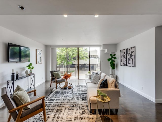 40 N Interstate 35 Unit 2D1, Austin, TX 78701 - living room with dark wood finished floors and recessed lighting