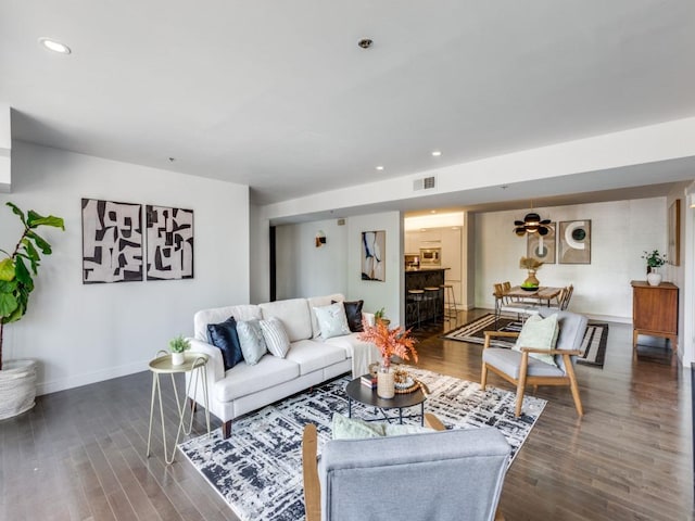 40 N Interstate 35 Unit 2D1, Austin, TX 78701 - living area featuring wood finished floors and recessed lighting