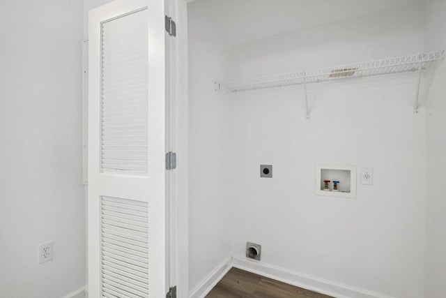 1201 Grove Blvd Unit 1502, Austin, TX 78741 - laundry room with electric dryer hookup, dark wood finished floors, and hookup for a washing machine