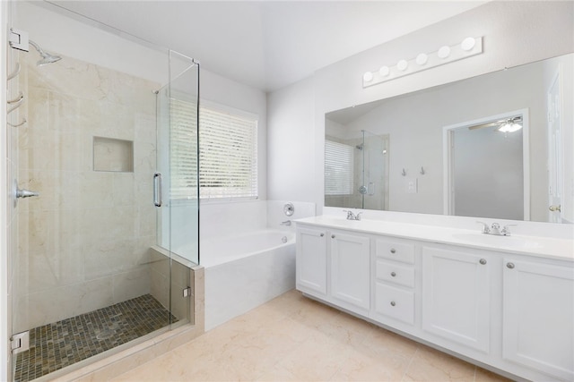14400 Mowsbury Dr, Austin, TX 78717 - full bath featuring a bath, a shower stall, and double vanity