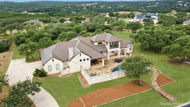 1073 Las Brisas Dr, Canyon Lake, TX 78133 - view from above of property featuring a pool area