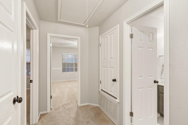 2716 Cradlerock Ter, Austin, TX 78748 - hall with attic access and light colored carpet