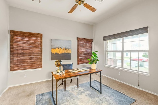 2716 Cradlerock Ter, Austin, TX 78748 - carpeted office space featuring ceiling fan and baseboards