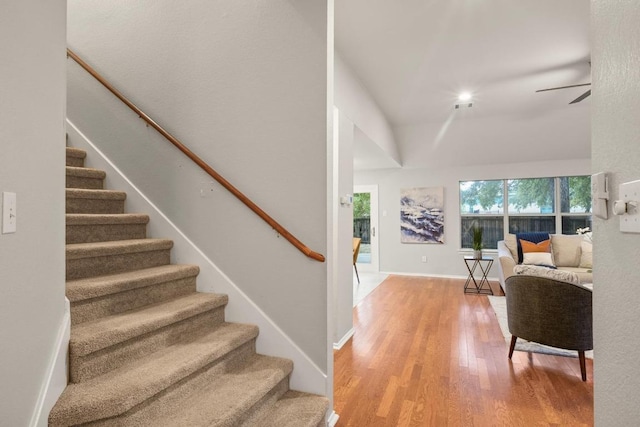2716 Cradlerock Ter, Austin, TX 78748 - staircase featuring wood finished floors and a ceiling fan