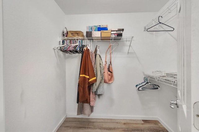 2101 Charlotte Estates Dr, Austin, TX 78744 - walk in closet featuring wood finished floors