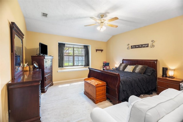 5804 Sheffield Terrace Ln, Bryan, TX 77802 - carpeted bedroom with vaulted ceiling and ceiling fan