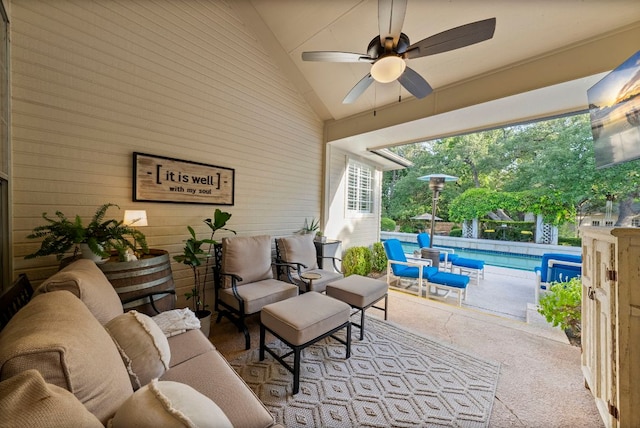 10839 Redmond Rd, Austin, TX 78739 - view of patio / terrace with outdoor lounge area, a ceiling fan, and an outdoor pool