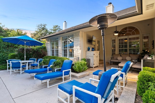 10839 Redmond Rd, Austin, TX 78739 - view of patio featuring an outdoor hangout area, outdoor dining space, and a ceiling fan
