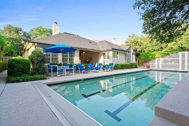 10839 Redmond Rd, Austin, TX 78739 - view of pool with a patio and a ceiling fan