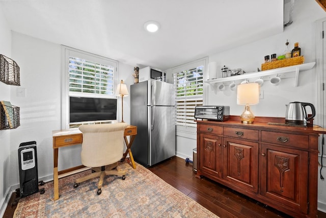 10839 Redmond Rd, Austin, TX 78739 - office area featuring dark wood-style flooring and recessed lighting