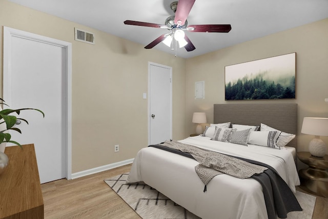 1840 Burton Dr Unit 155, Austin, TX 78741 - bedroom with light wood finished floors and a ceiling fan