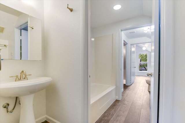 4415 Ave D Ave, Austin, TX 78751 - bathroom with wood finished floors and a sink