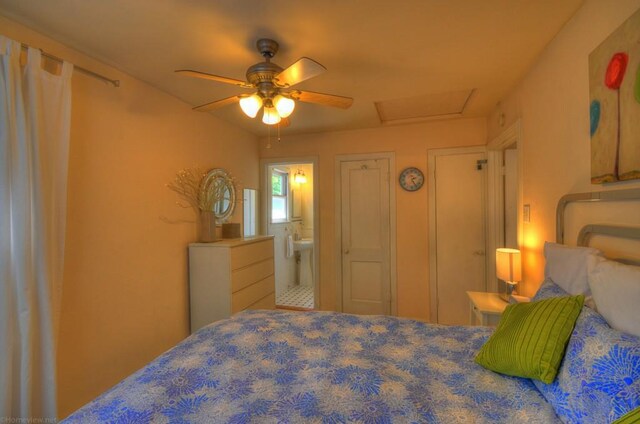 4415 Ave D Ave, Austin, TX 78751 - bedroom featuring ceiling fan and attic access