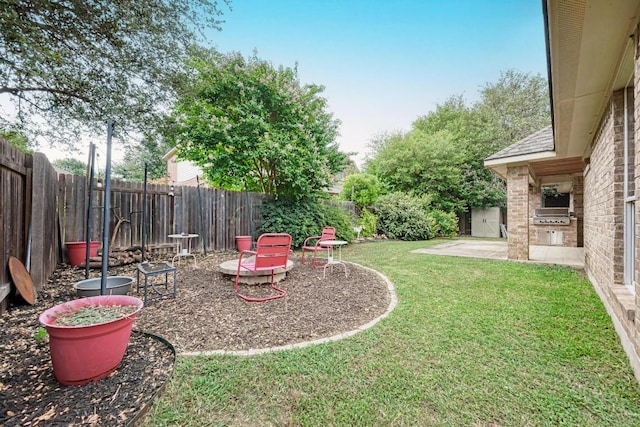 518 Victoria Dr, Cedar Park, TX 78613 - fenced backyard with exterior kitchen and a patio area
