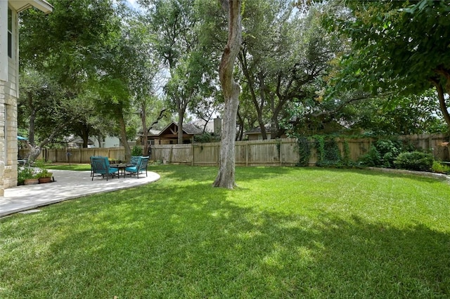 4004 Callabero Cv, Round Rock, TX 78681 - fenced backyard featuring a patio