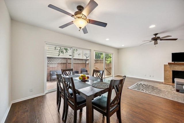 2704 San Pedro St Unit A16, Austin, TX 78705 - dining space featuring a ceiling fan, wood finished floors, and recessed lighting