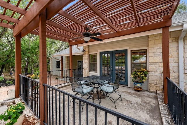 4500 Poteau Cir, Austin, TX 78734 - view of patio with a pergola, outdoor dining area, and a ceiling fan
