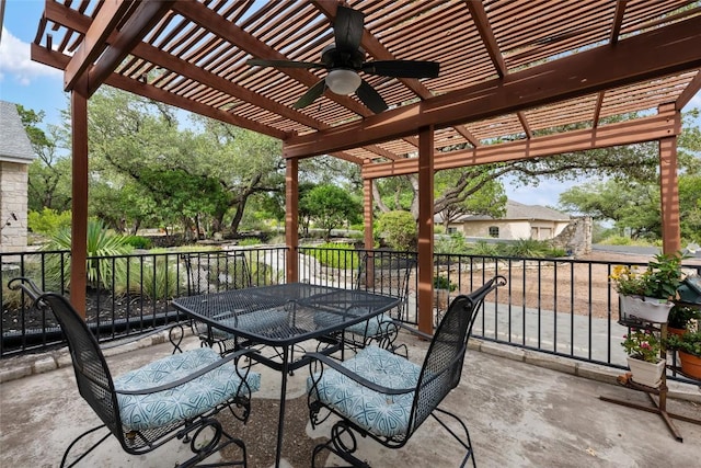 4500 Poteau Cir, Austin, TX 78734 - view of patio / terrace featuring a pergola, a ceiling fan, and outdoor dining area