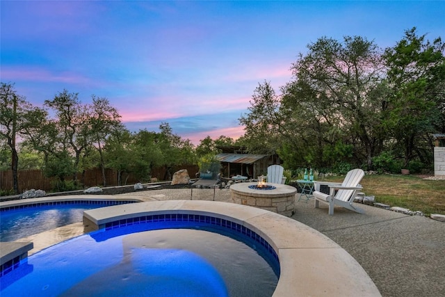4500 Poteau Cir, Austin, TX 78734 - view of swimming pool featuring an outdoor fire pit and a patio