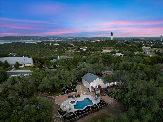 4500 Poteau Cir, Austin, TX 78734 - aerial view at dusk of view of pool