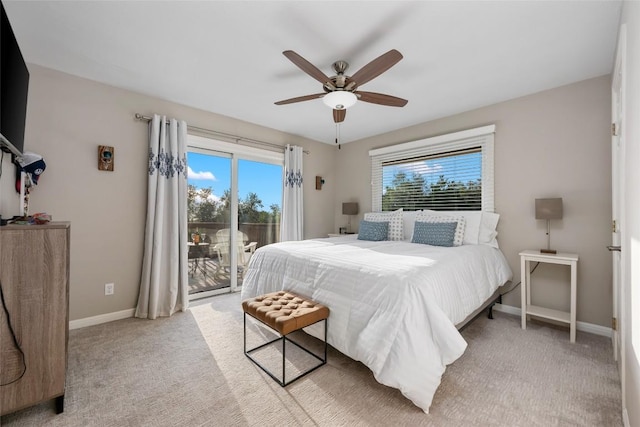 4500 Poteau Cir, Austin, TX 78734 - bedroom with access to outside, multiple windows, light carpet, and ceiling fan