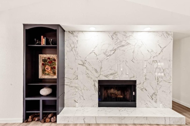 8401 Persimmon Grv, Austin, TX 78737 - detailed view of a high end fireplace and wood finished floors