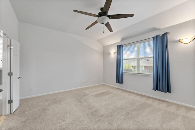 18609 Sandy Bottom Dr, Pflugerville, TX 78660 - spare room with light carpet, a ceiling fan, and vaulted ceiling