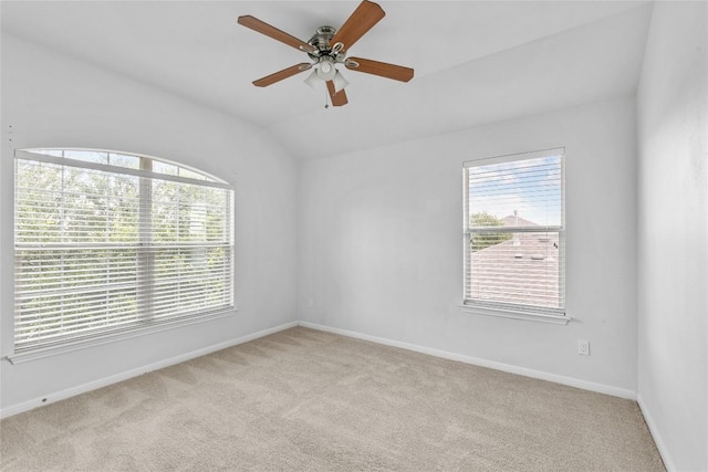 18609 Sandy Bottom Dr, Pflugerville, TX 78660 - empty room featuring light colored carpet, a ceiling fan, and lofted ceiling