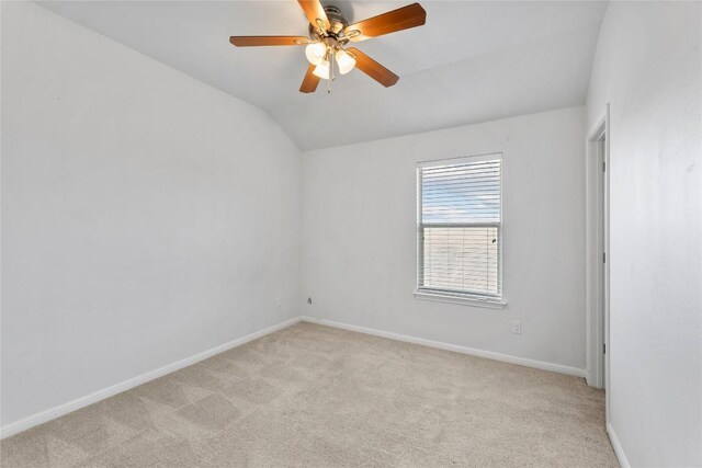 18609 Sandy Bottom Dr, Pflugerville, TX 78660 - empty room featuring lofted ceiling, light carpet, and ceiling fan
