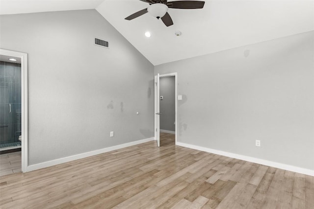 109 Campfire Cir, Copperas Cove, TX 76522 - unfurnished room featuring ceiling fan, light wood-style floors, high vaulted ceiling, and recessed lighting