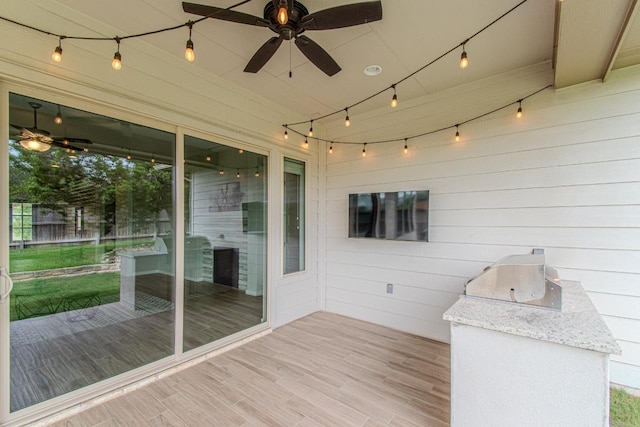 716 Dayridge Dr, Dripping Springs, TX 78620 - unfurnished sunroom featuring a ceiling fan and area for grilling