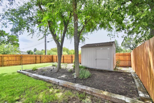 7822 Harvest Bay, San Antonio, TX 78253 - fenced backyard with a storage unit