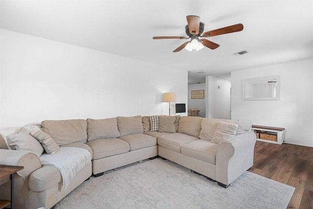 617 Johnson St, Bertram, TX 78605 - living room with a ceiling fan and wood finished floors