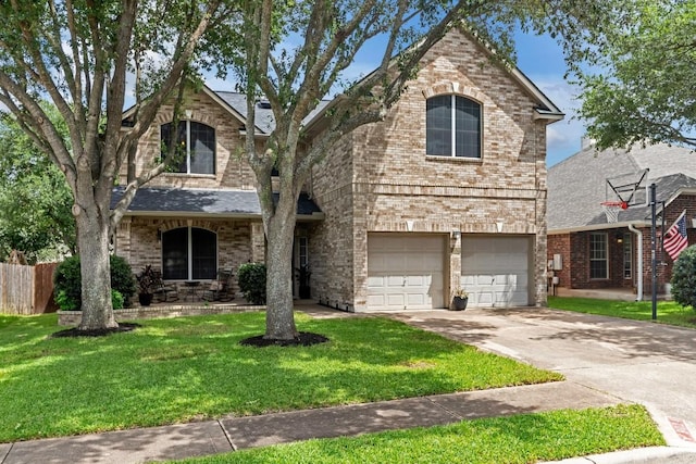9024 Wildwater Way, Round Rock, TX 78681 - traditional-style home featuring an attached garage, driveway, and brick siding