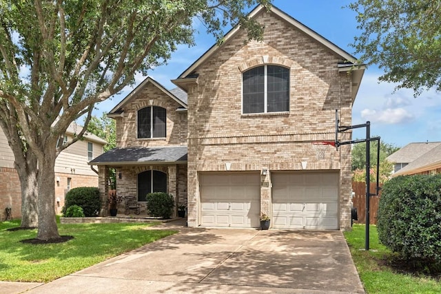9024 Wildwater Way, Round Rock, TX 78681 - traditional home with brick siding, driveway, and a garage