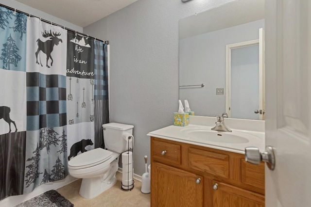9024 Wildwater Way, Round Rock, TX 78681 - bathroom with vanity, tile patterned flooring, and a shower with shower curtain