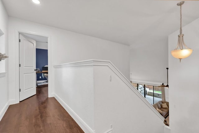 9024 Wildwater Way, Round Rock, TX 78681 - hall featuring dark wood finished floors and recessed lighting
