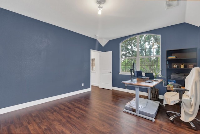 9024 Wildwater Way, Round Rock, TX 78681 - home office with wood finished floors and lofted ceiling