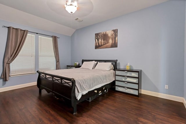 9024 Wildwater Way, Round Rock, TX 78681 - bedroom with wood finished floors, lofted ceiling, and ceiling fan