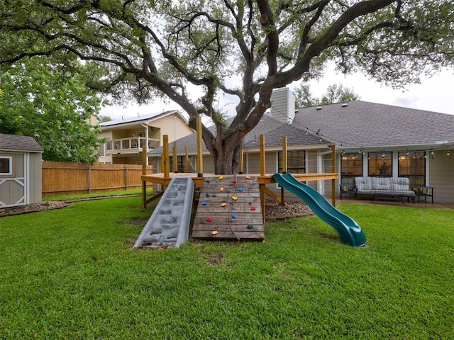 910 Blue Spring Cir, Round Rock, TX 78681 - view of jungle gym featuring a storage shed