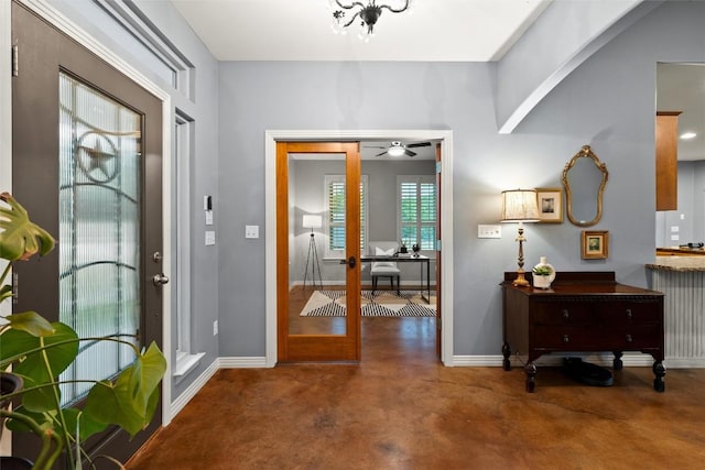 28 Long Creek Rd, Austin, TX 78737 - foyer with ceiling fan and concrete floors