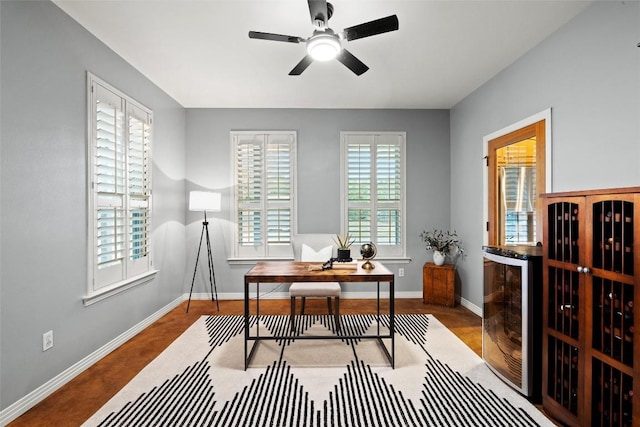 28 Long Creek Rd, Austin, TX 78737 - office area featuring ceiling fan and baseboards