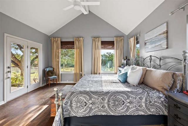 28 Long Creek Rd, Austin, TX 78737 - bedroom with access to exterior, wood finished floors, and a ceiling fan
