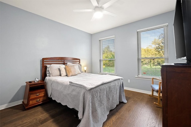 28 Long Creek Rd, Austin, TX 78737 - bedroom with dark wood finished floors and a ceiling fan
