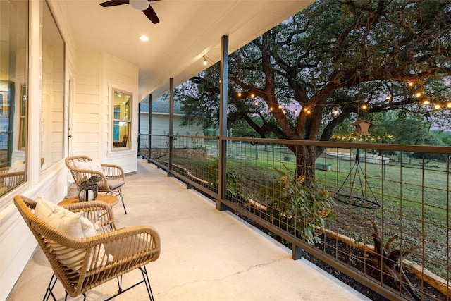 28 Long Creek Rd, Austin, TX 78737 - sunroom / solarium featuring a ceiling fan