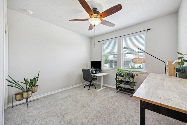 604 John Muir Trl, Leander, TX 78641 - carpeted office space featuring a ceiling fan and baseboards