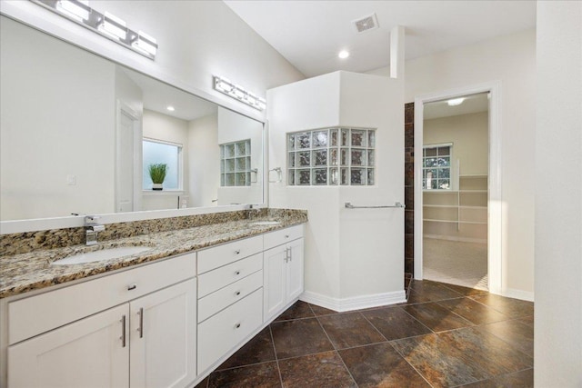 3207 Crystal Falls Pkwy, Leander, TX 78641 - bathroom with double vanity and a spacious closet